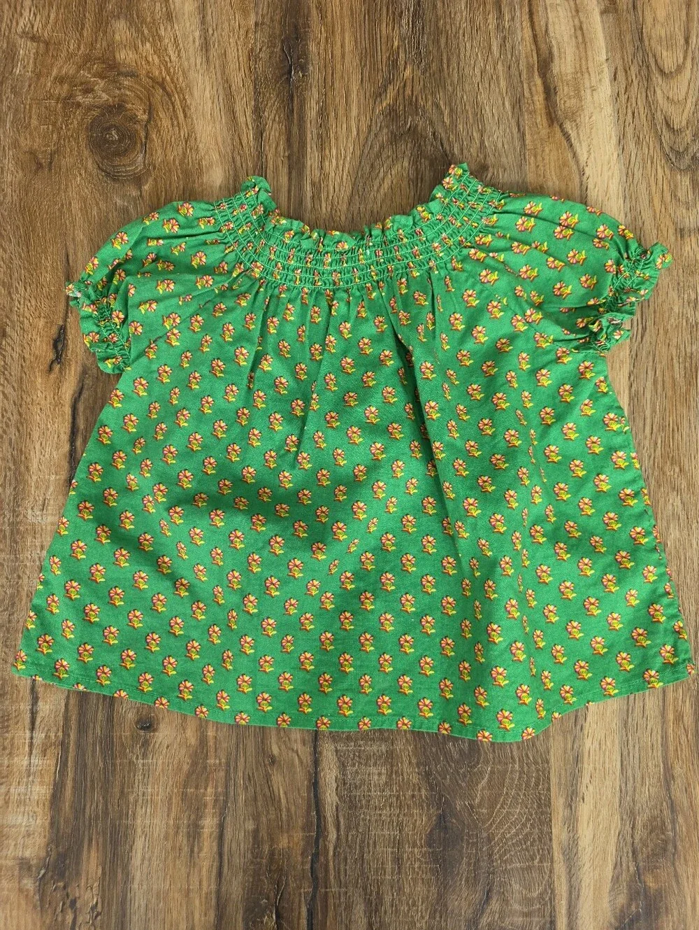 Ralph Lauren Baby Girl's Floral Smocked Cotton Top and Pant Set Size 12m